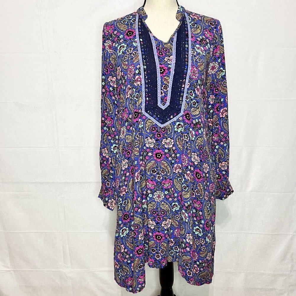 Matilda Jane THOUGHTS AND DREAMS Dress Boho Hi Lo Floral Rayon Lace Sz M